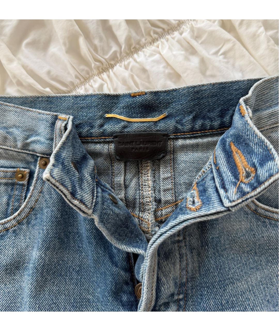 SAINT LAURENT Голубая деним юбка миди, фото 4