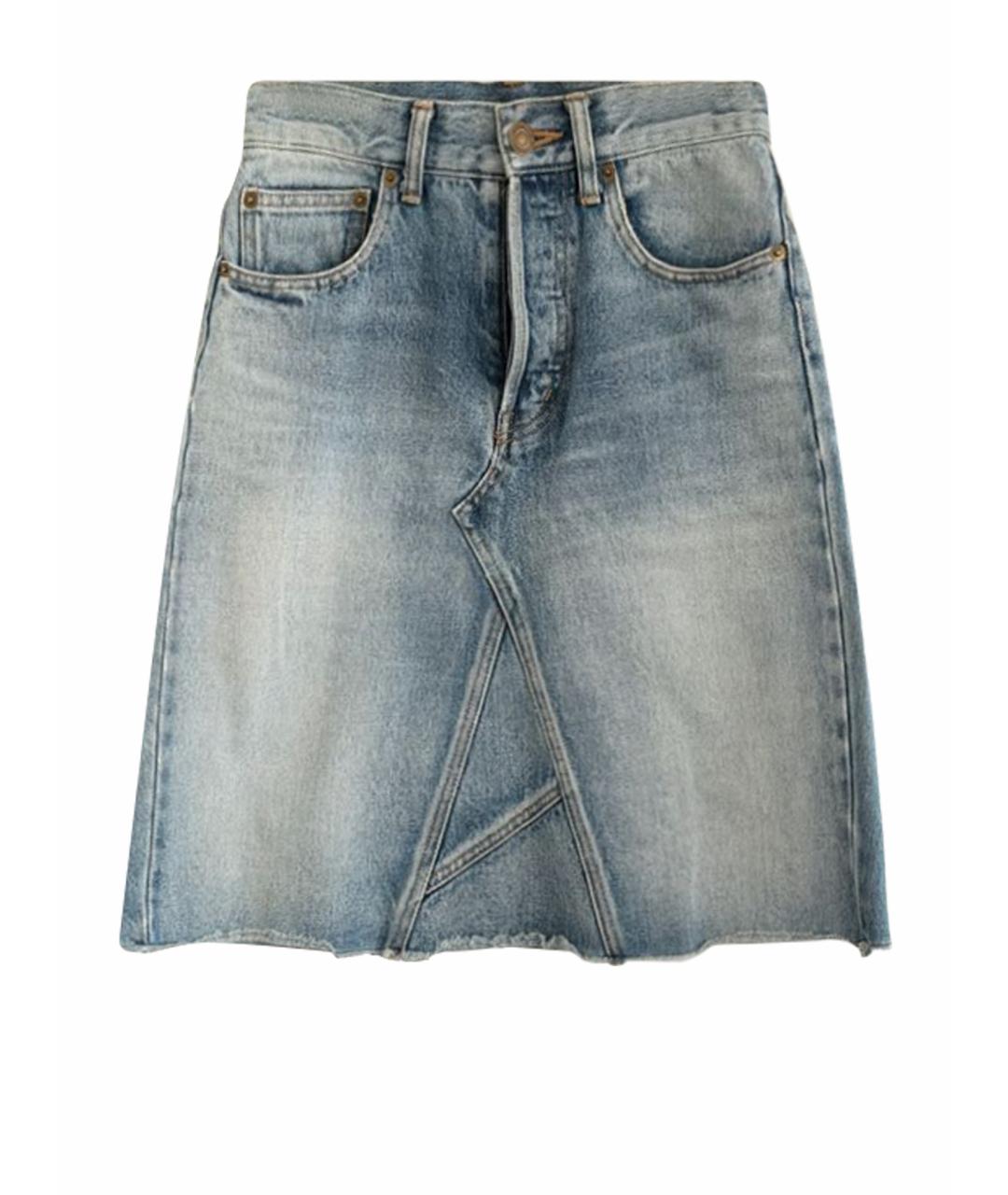 SAINT LAURENT Голубая деним юбка миди, фото 1
