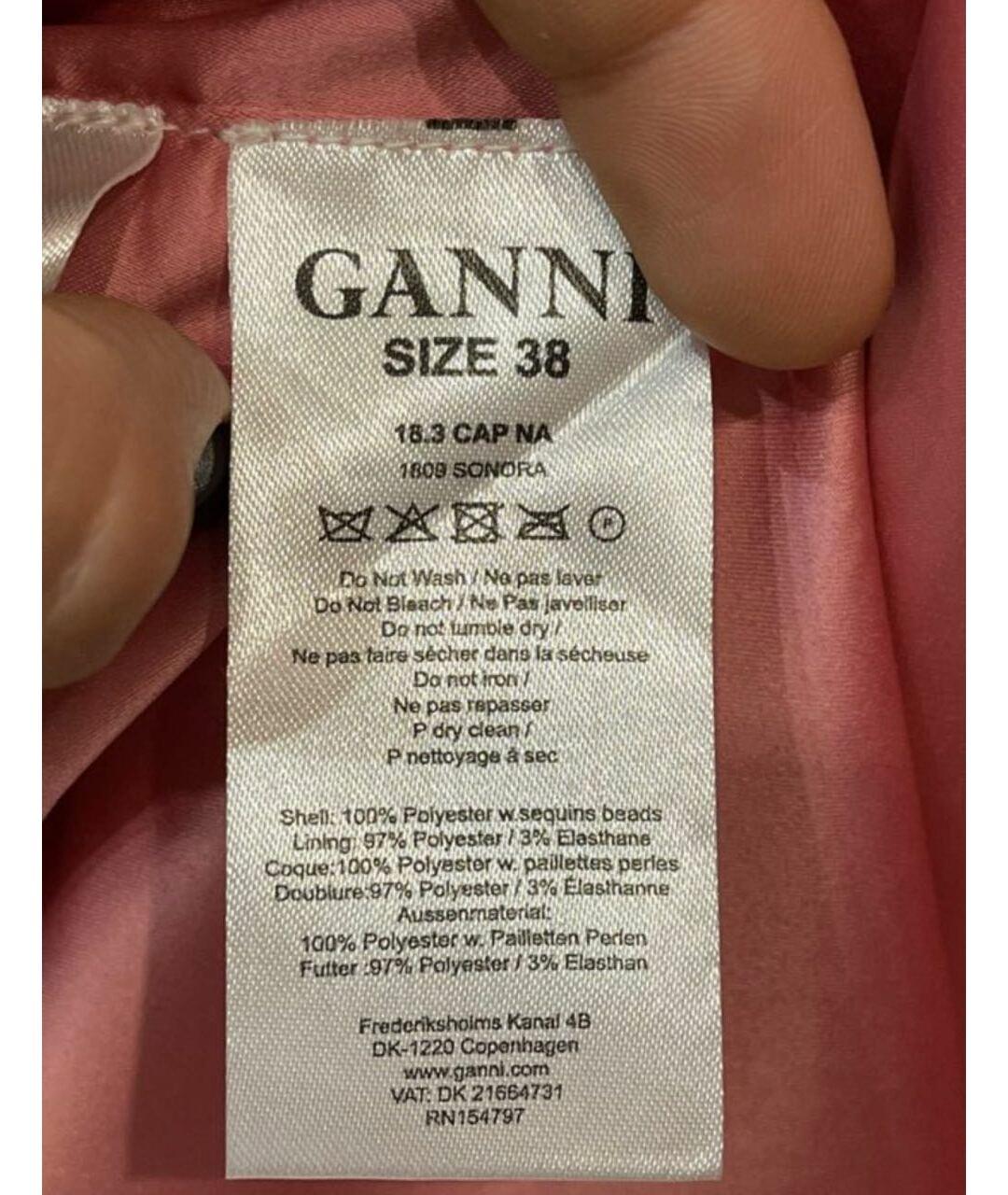 GANNI Розовое полиэстеровое вечернее платье, фото 5