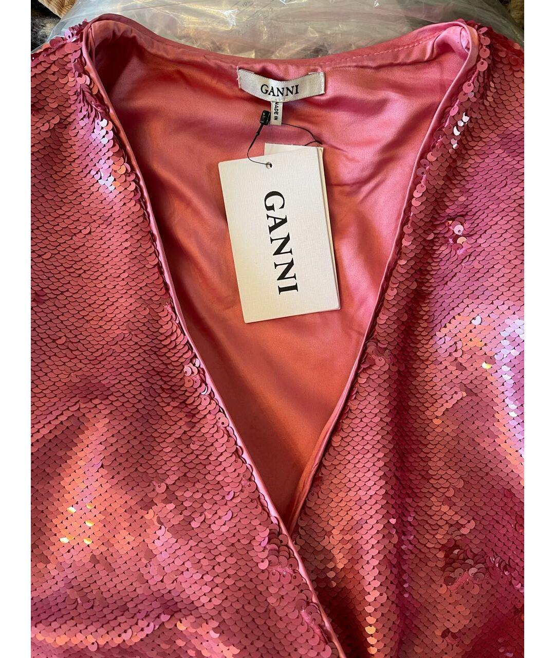 GANNI Розовое полиэстеровое вечернее платье, фото 7