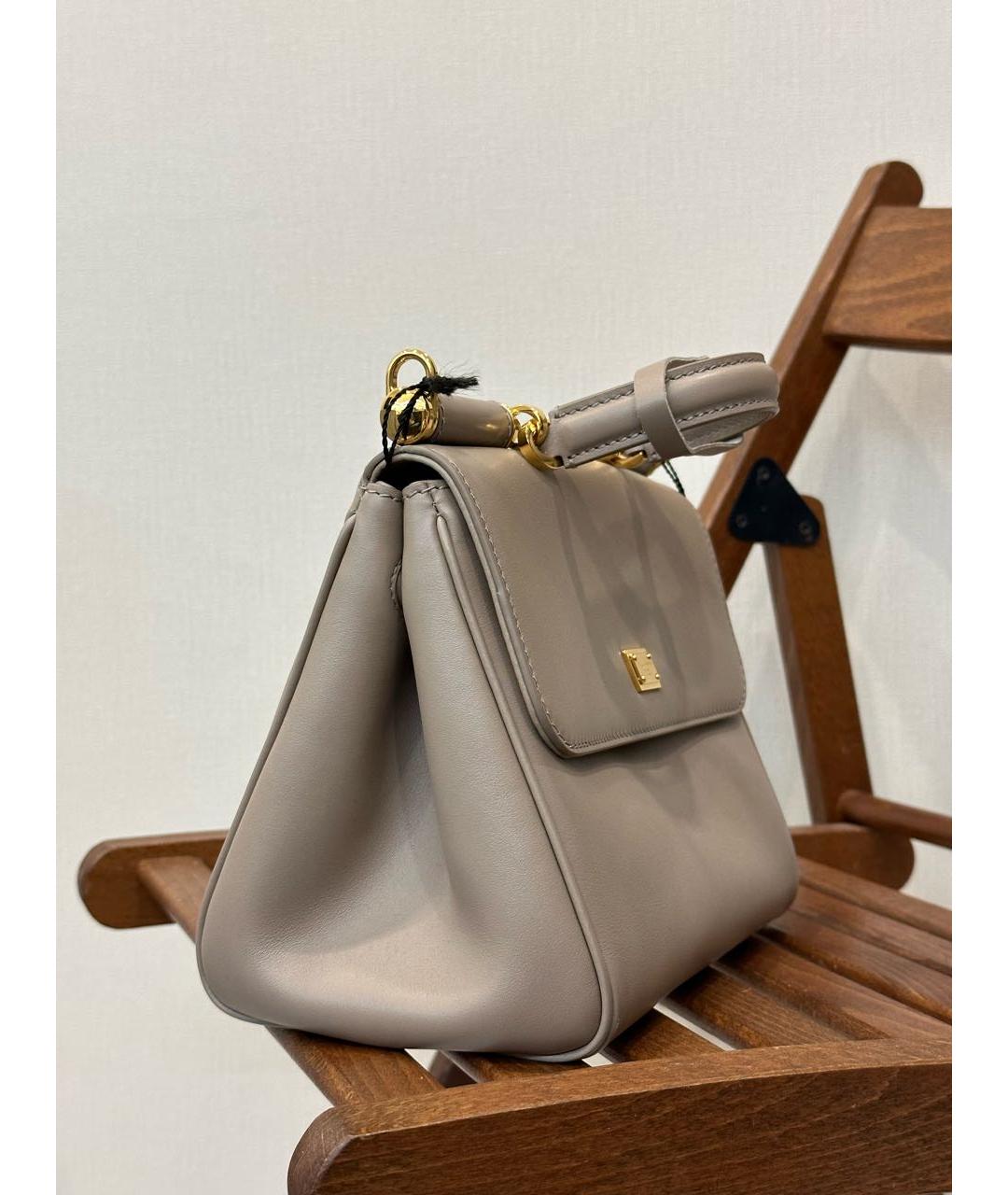 DOLCE&GABBANA Бежевая кожаная сумка с короткими ручками, фото 2