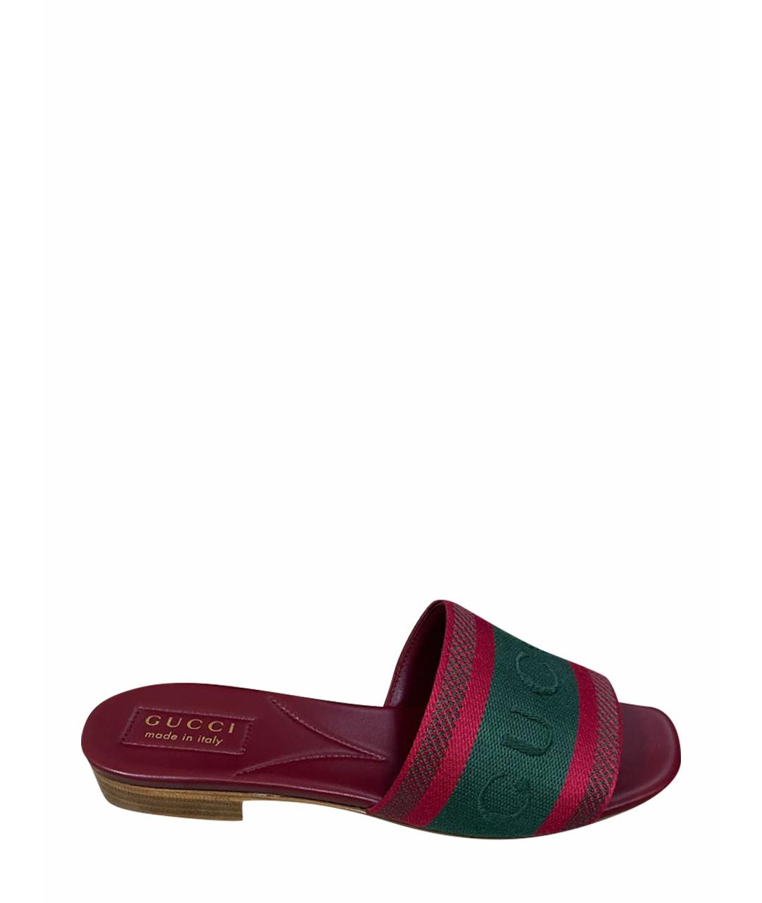 GUCCI Бордовые шлепанцы, фото 1