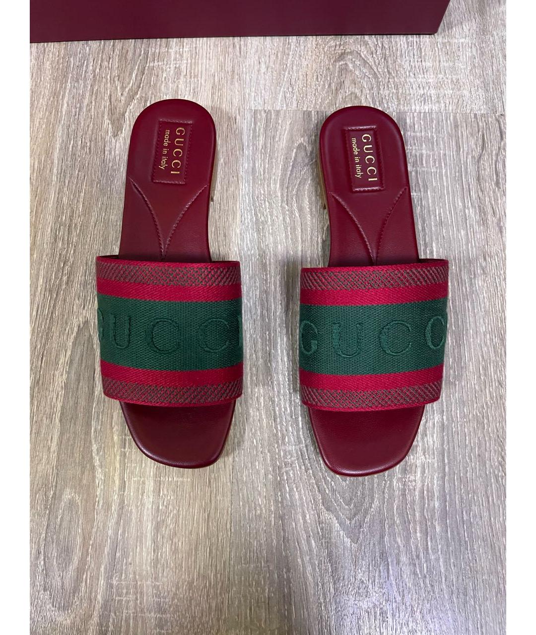 GUCCI Бордовые шлепанцы, фото 3