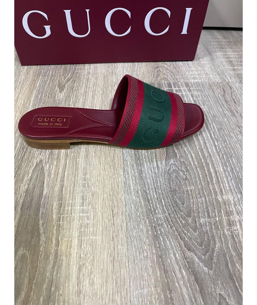 GUCCI Бордовые шлепанцы, фото 6