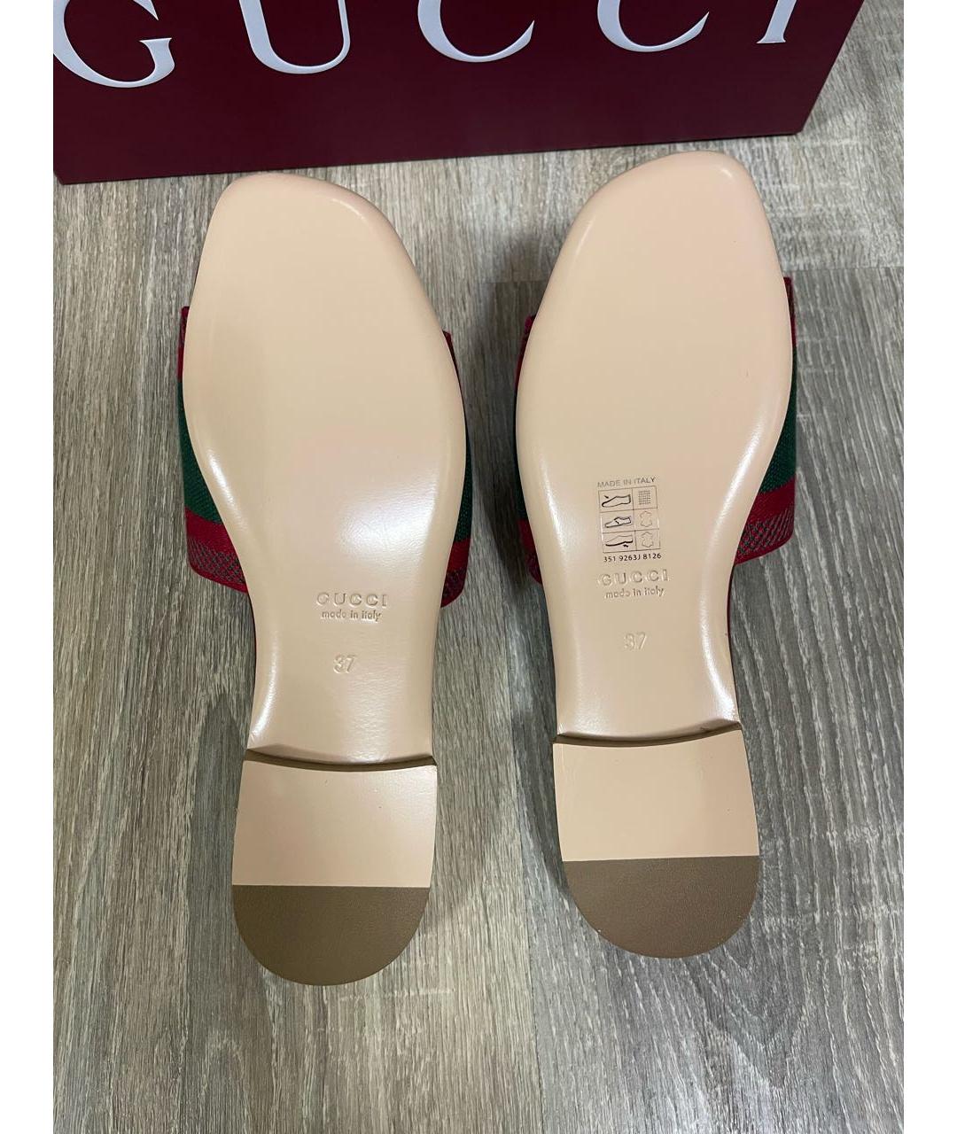 GUCCI Бордовые шлепанцы, фото 4