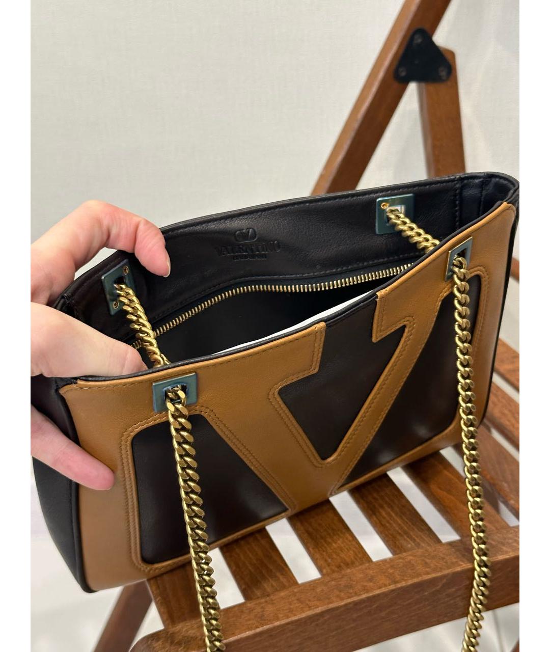 VALENTINO Коричневая кожаная сумка через плечо, фото 8