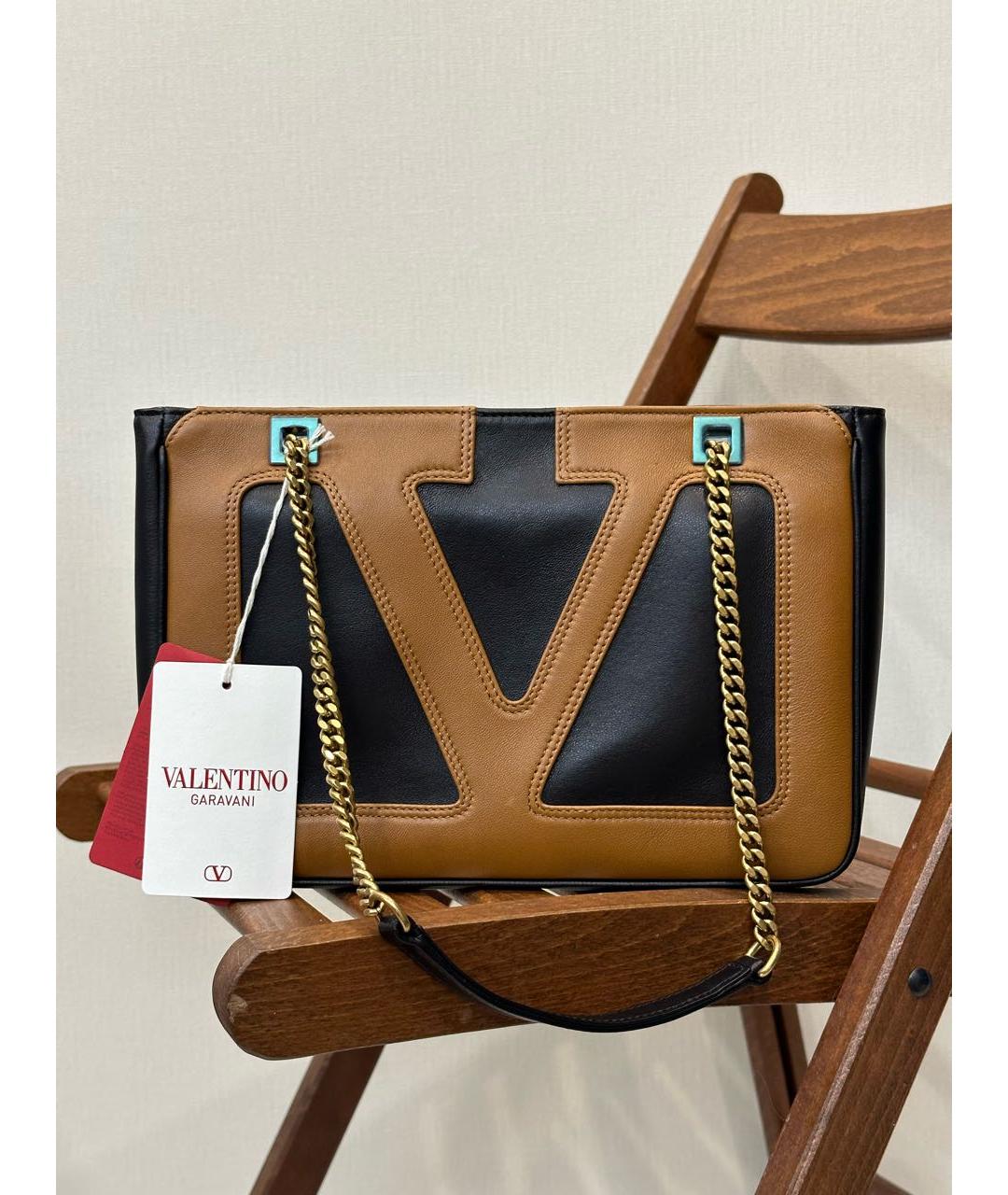 VALENTINO Коричневая кожаная сумка через плечо, фото 3