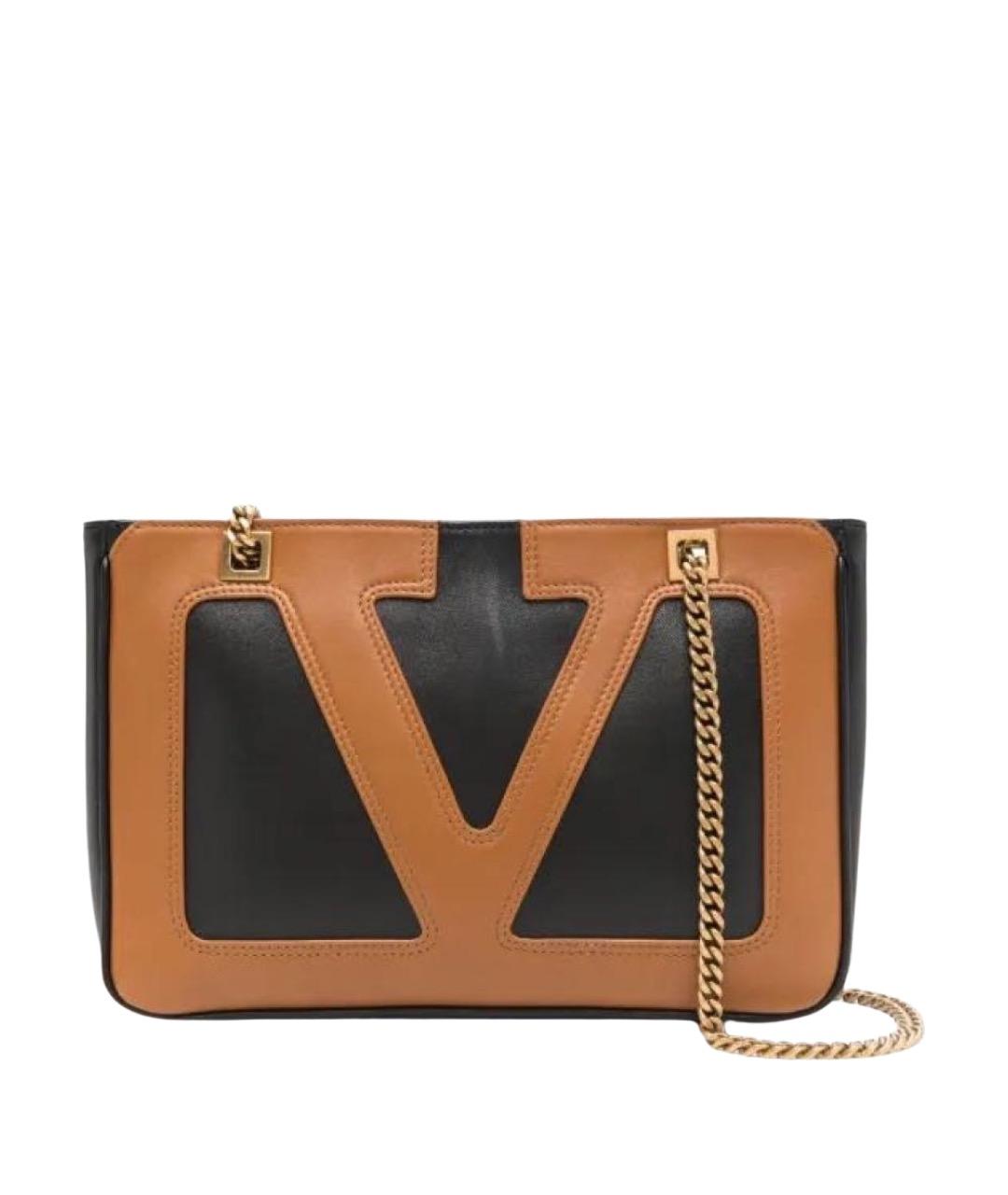 VALENTINO Коричневая кожаная сумка через плечо, фото 1