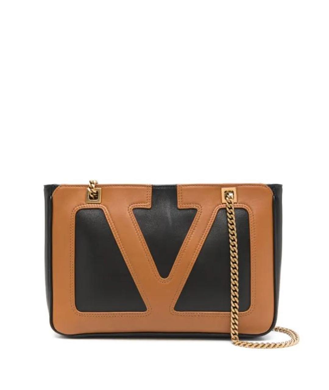 VALENTINO Коричневая кожаная сумка через плечо, фото 2
