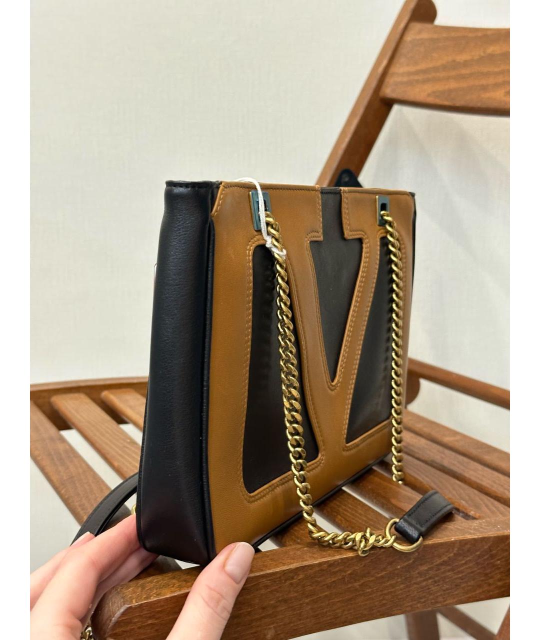 VALENTINO Коричневая кожаная сумка через плечо, фото 5