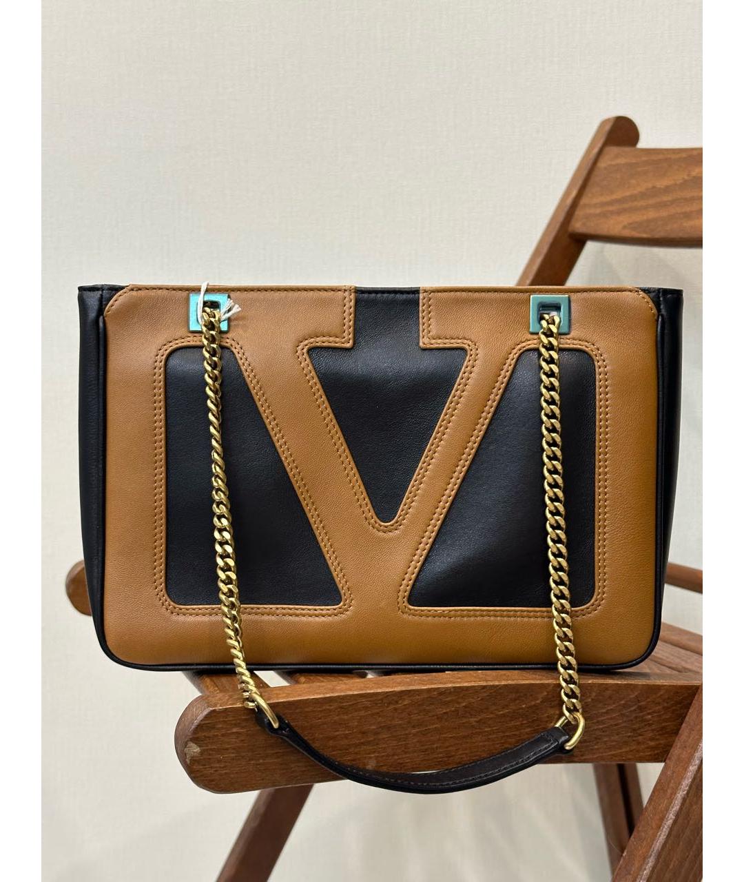 VALENTINO Коричневая кожаная сумка через плечо, фото 4