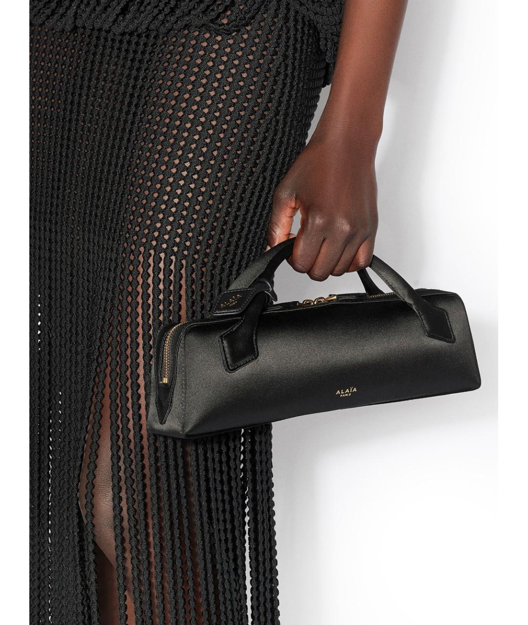 ALAIA Черная тканевая сумка с короткими ручками, фото 3