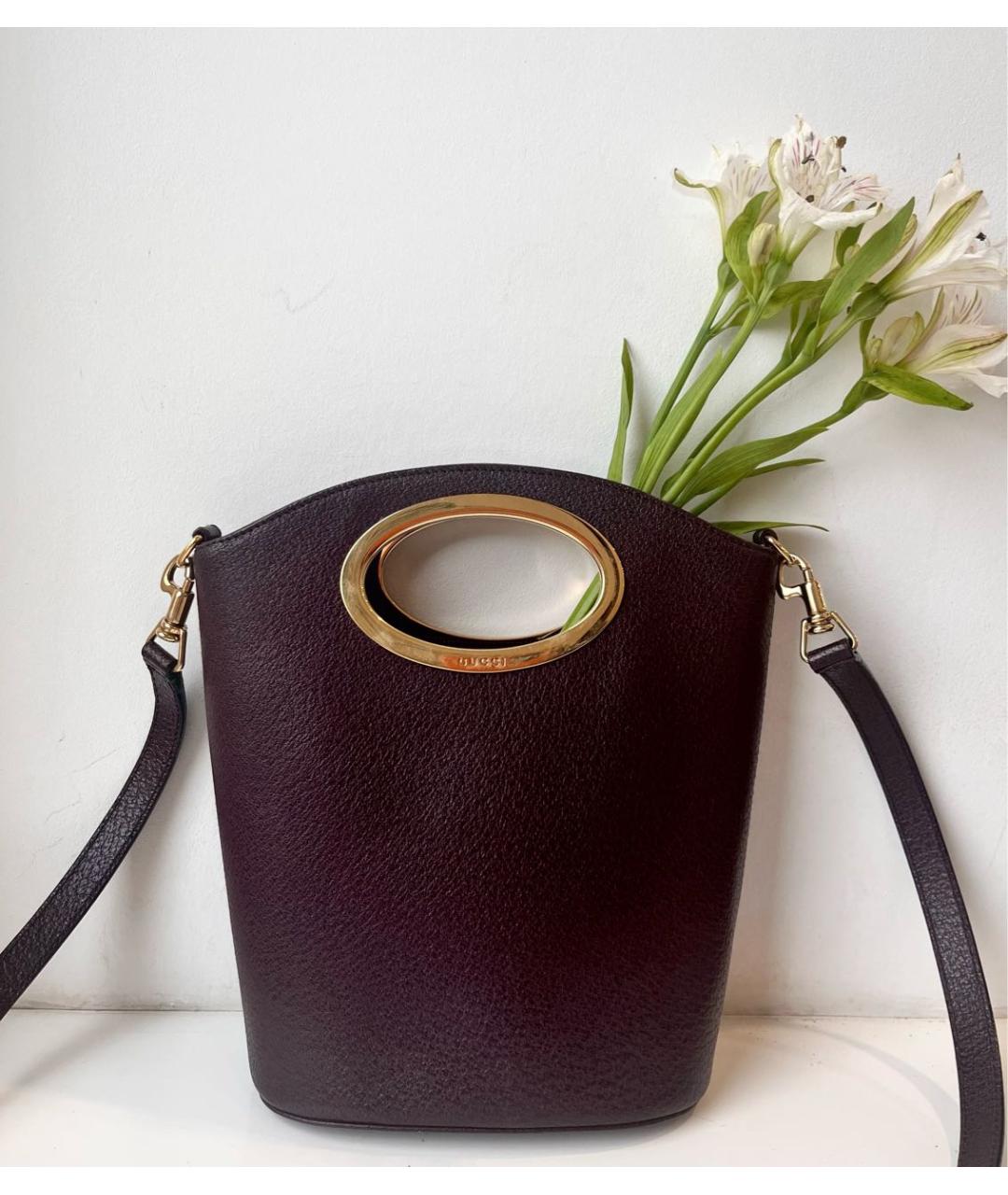 GUCCI Бордовая кожаная сумка через плечо, фото 6