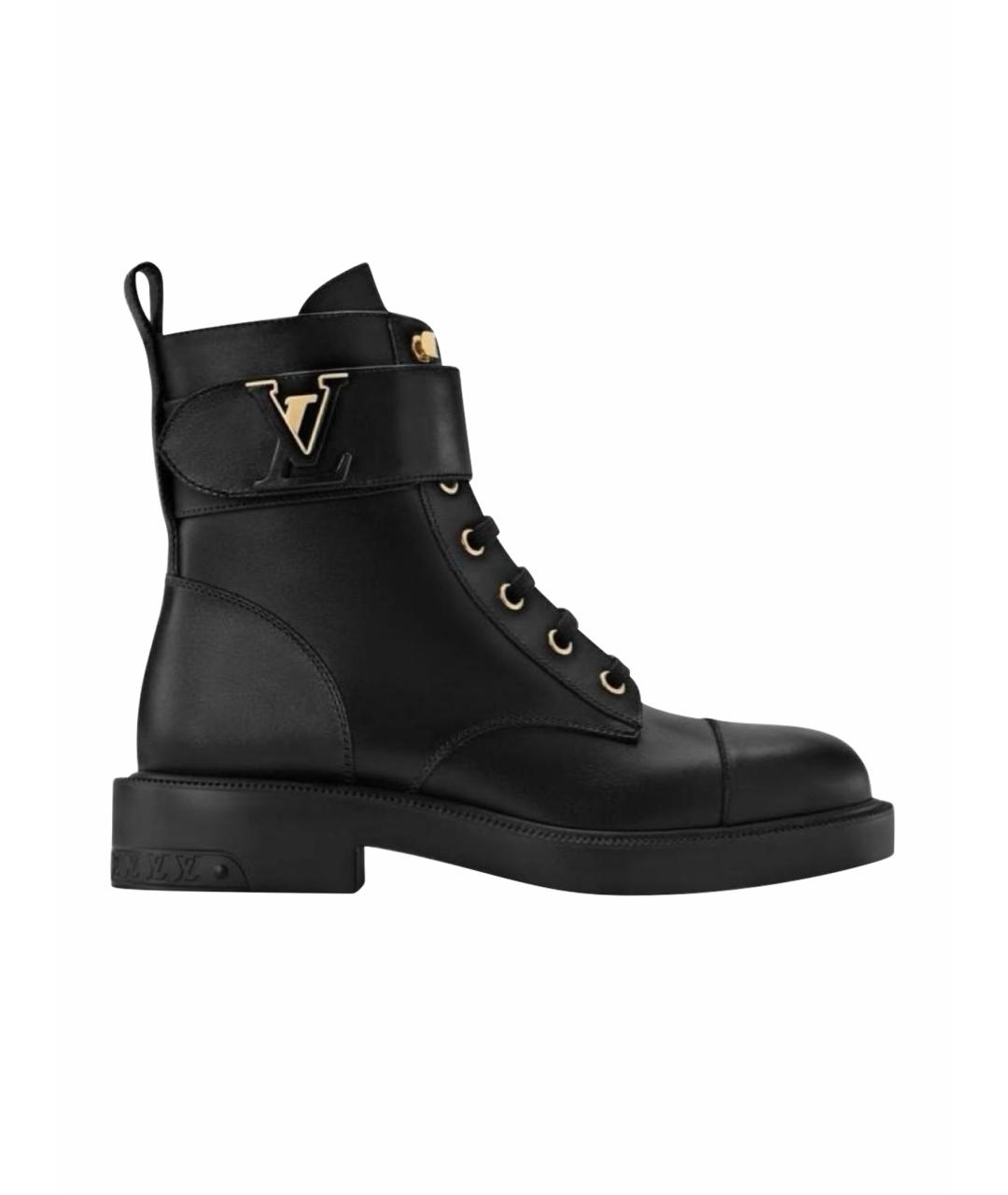 LOUIS VUITTON Черные кожаные ботинки, фото 1