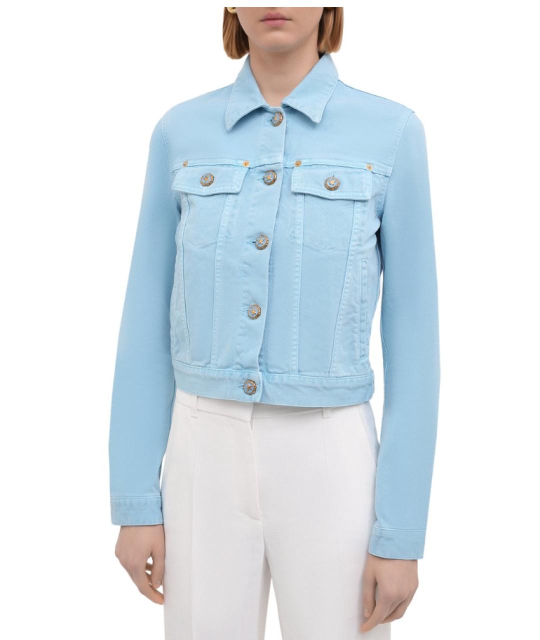 VERSACE Голубой деним жакет/пиджак, фото 5