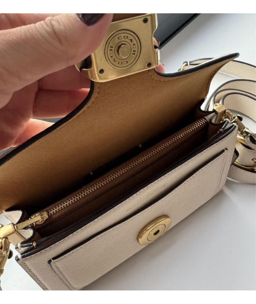 COACH Белая кожаная сумка через плечо, фото 3