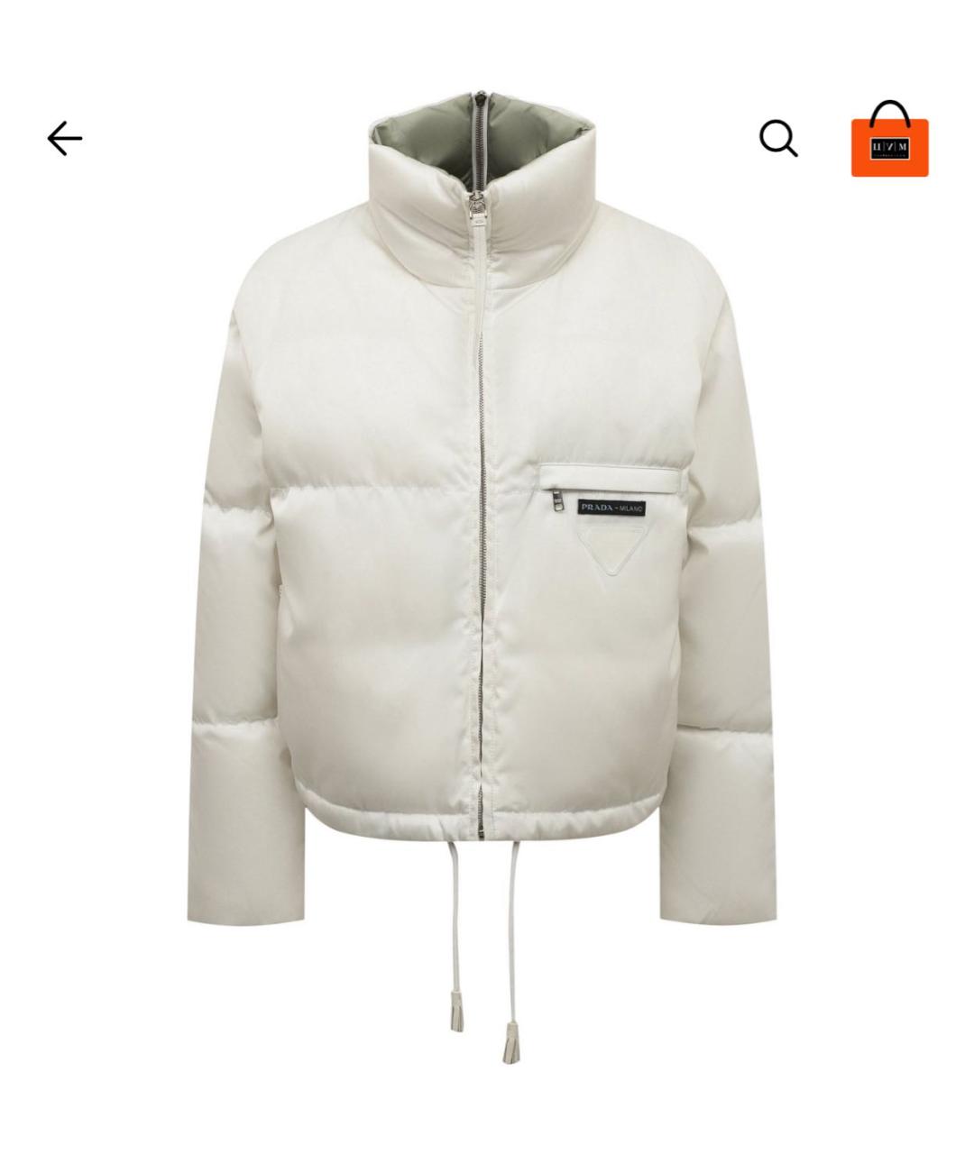 PRADA Белый полиамидовый пуховик, фото 7