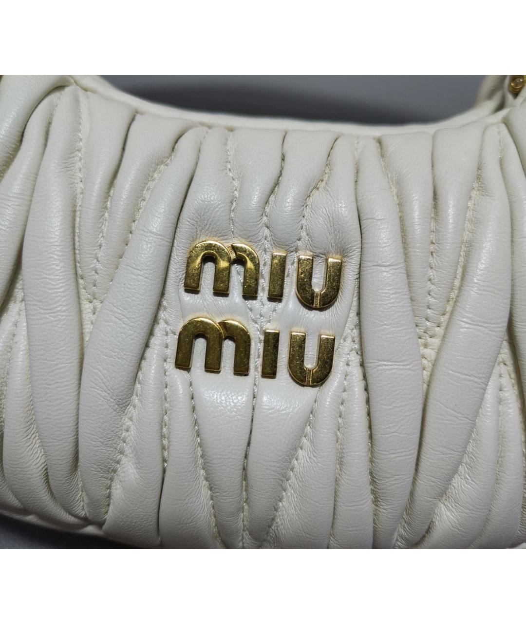 MIU MIU Белая кожаная сумка с короткими ручками, фото 5