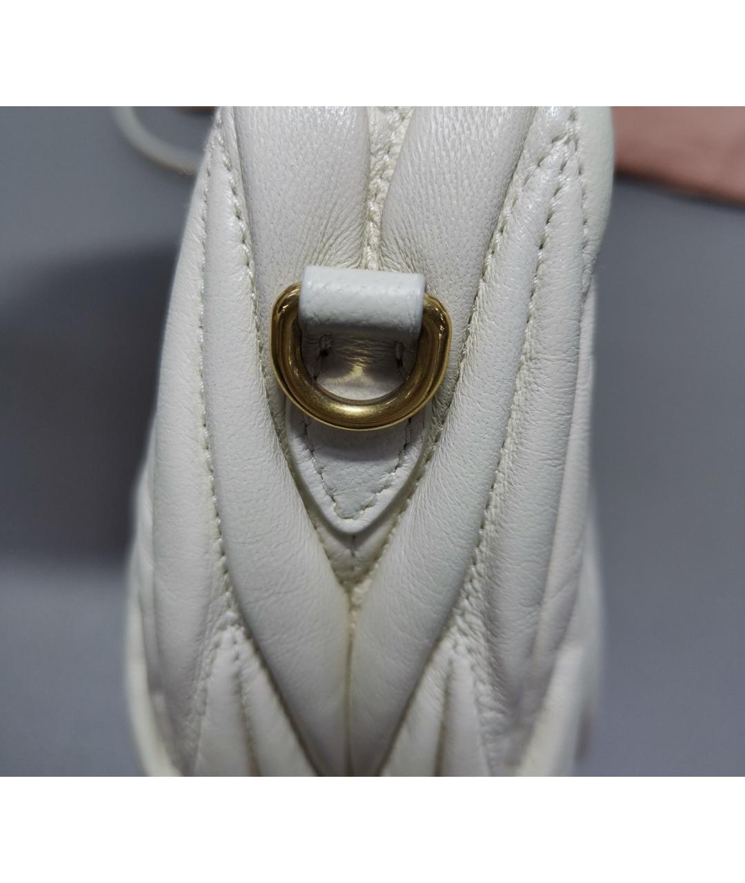 MIU MIU Белая кожаная сумка с короткими ручками, фото 4