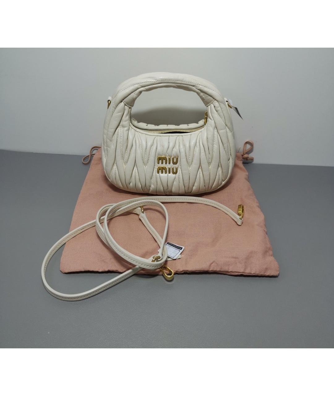 MIU MIU Белая кожаная сумка с короткими ручками, фото 9