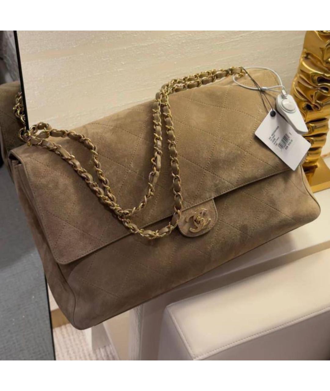 CHANEL Бежевая замшевая сумка через плечо, фото 3