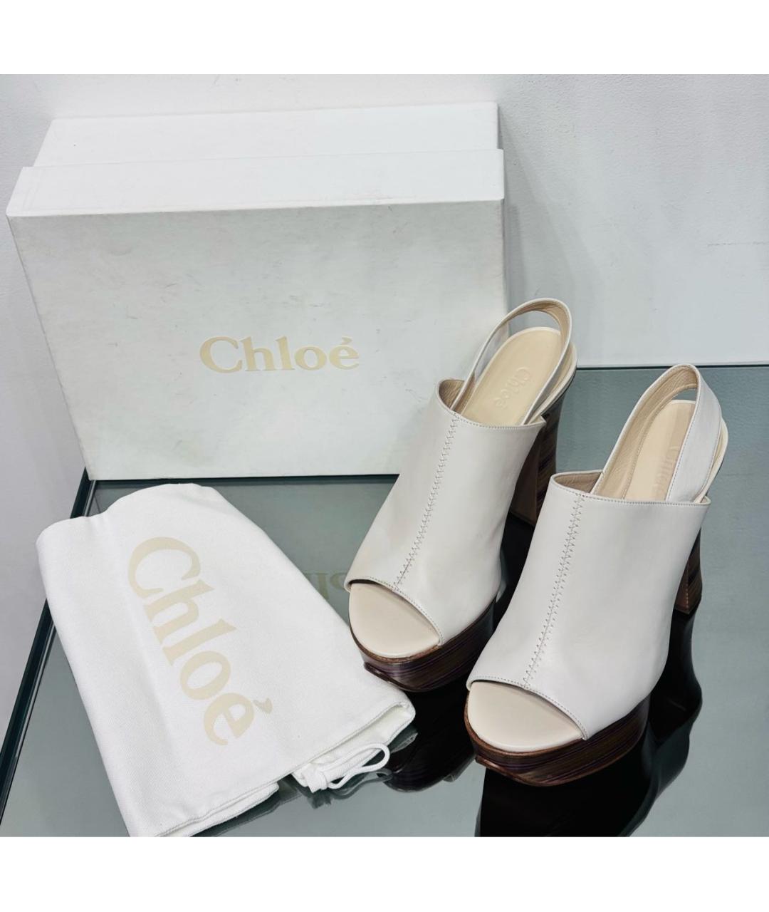 CHLOE Белые кожаные босоножки, фото 5