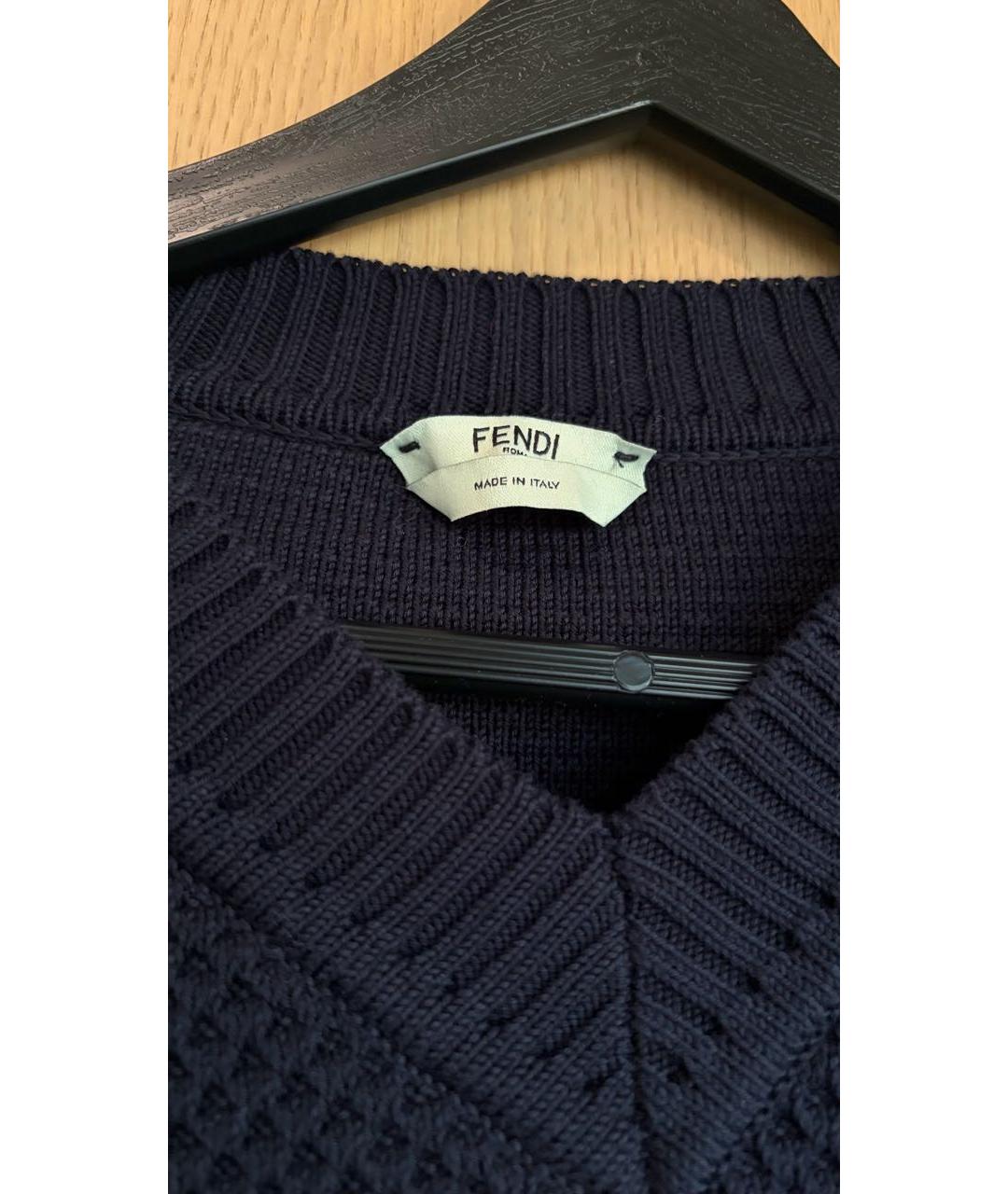 FENDI Темно-синий хлопковый джемпер / свитер, фото 3