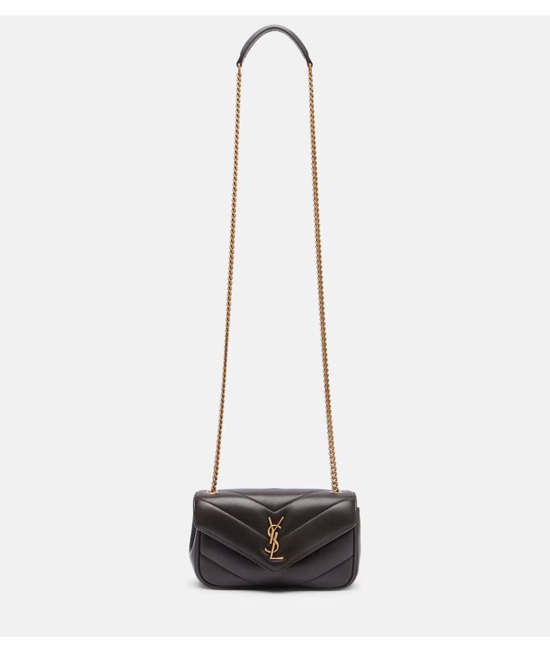 SAINT LAURENT Коричневая кожаная сумка через плечо, фото 3