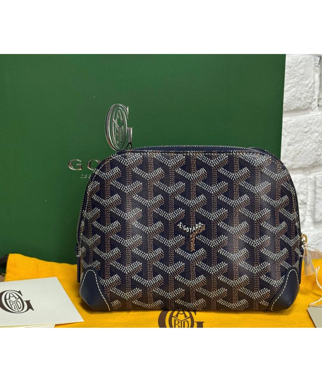 GOYARD Темно-синяя кожаная косметичка, фото 2