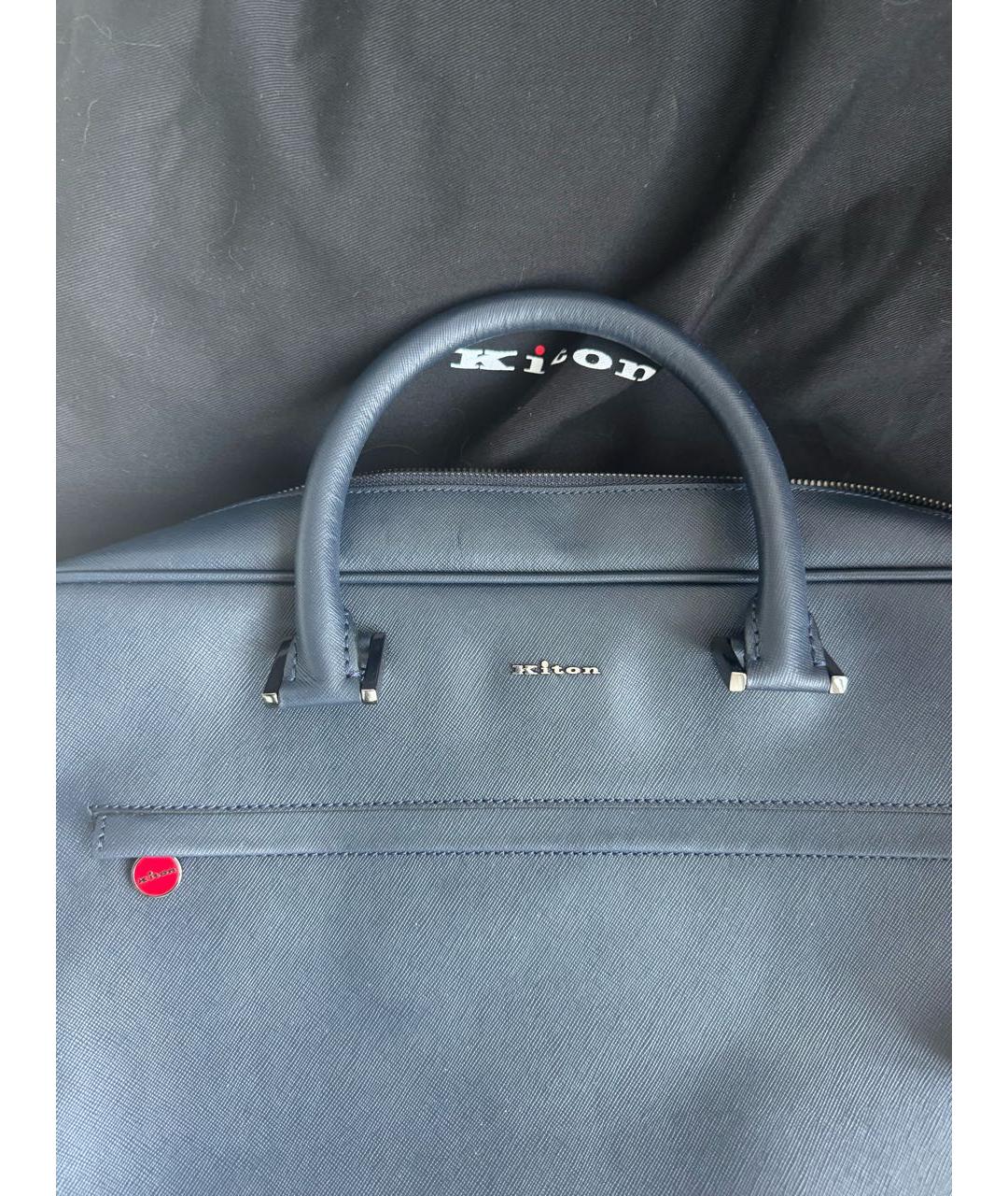 KITON Синий кожаный портфель, фото 2
