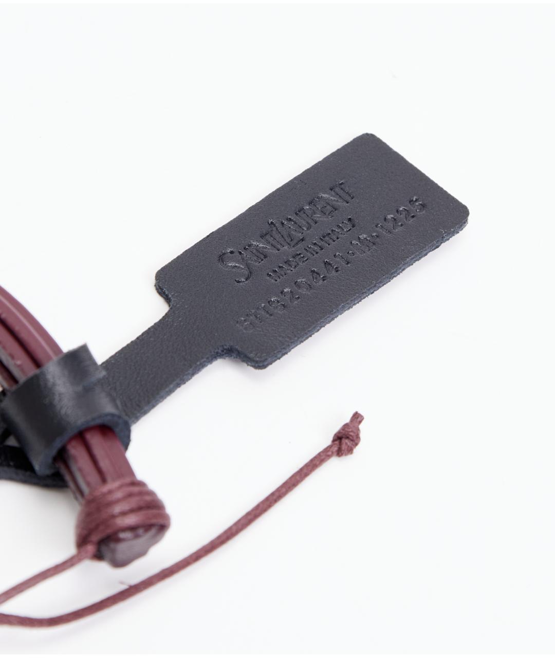 SAINT LAURENT Бордовый кожаный браслет, фото 3