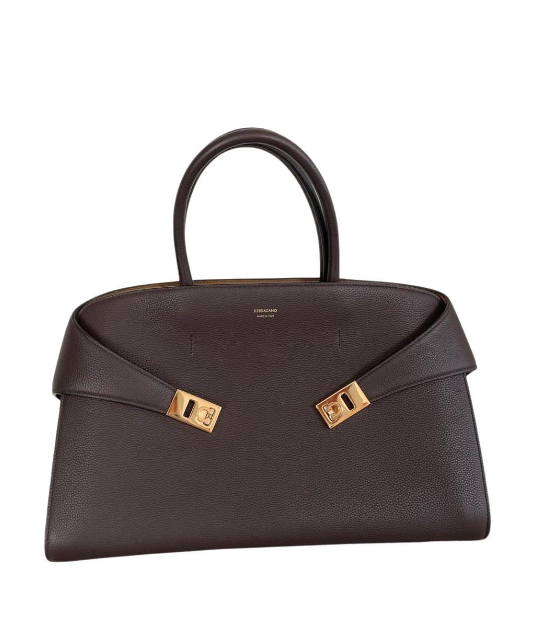 FERRAGAMO Коричневая кожаная сумка тоут, фото 1