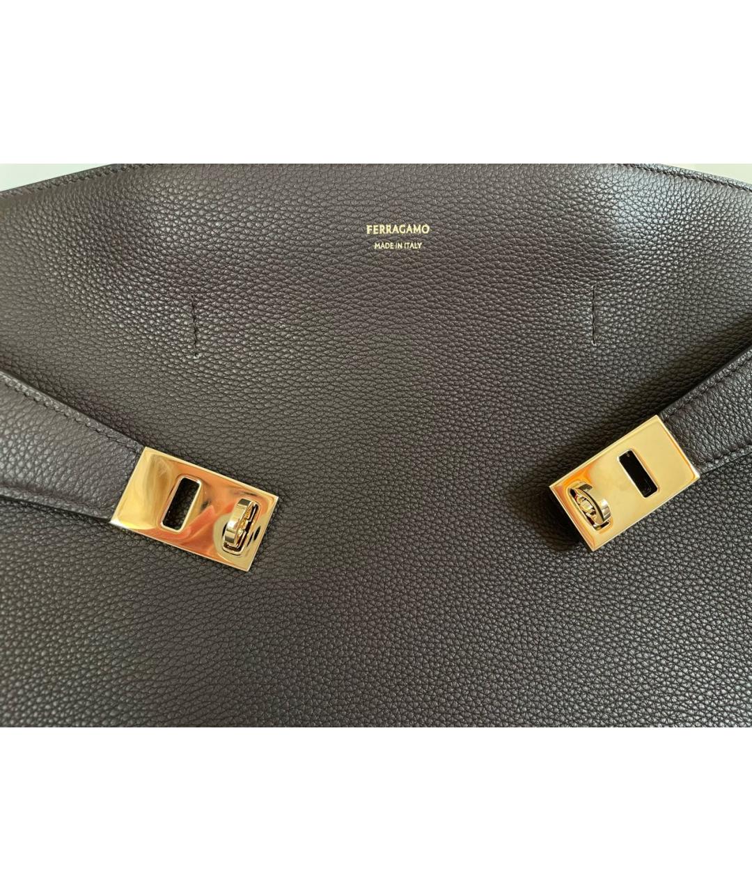 FERRAGAMO Коричневая кожаная сумка тоут, фото 7