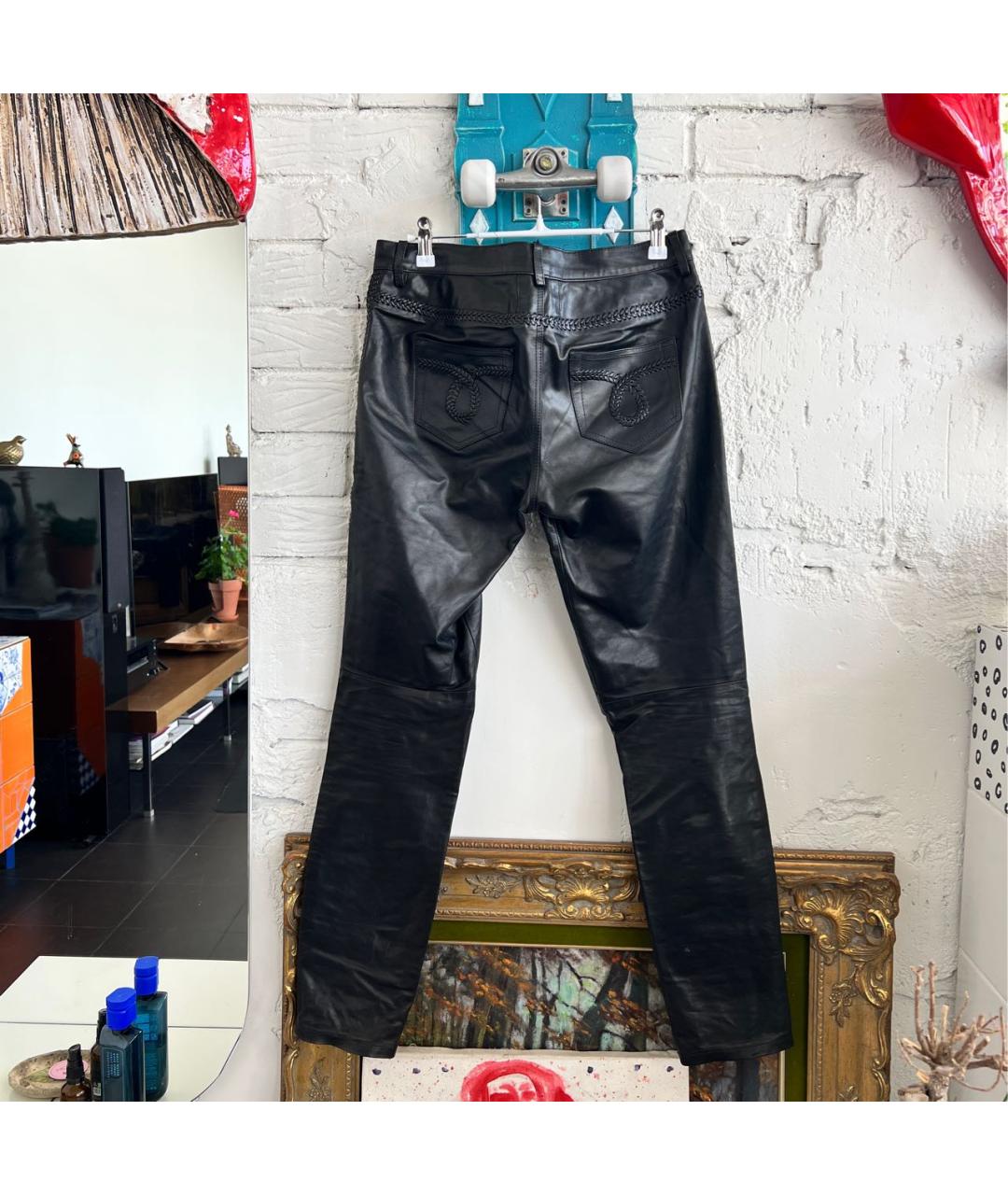 SAINT LAURENT Черные кожаные брюки узкие, фото 2