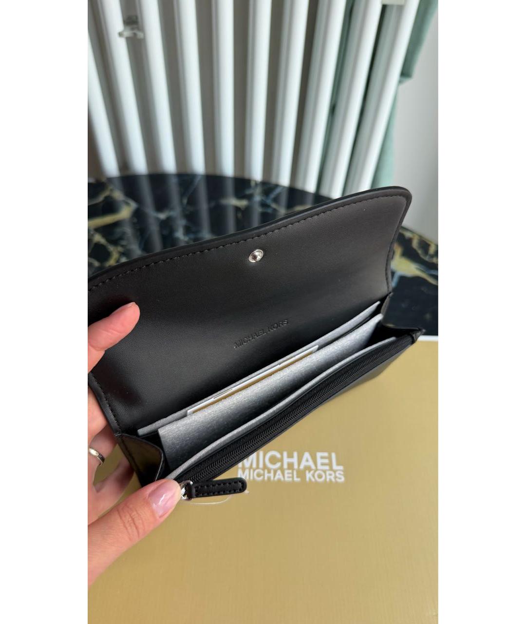 MICHAEL KORS Черный кожаный кошелек, фото 3