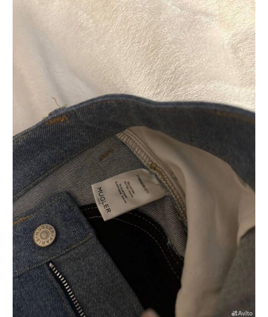 MUGLER Синие хлопковые джинсы слим, фото 4