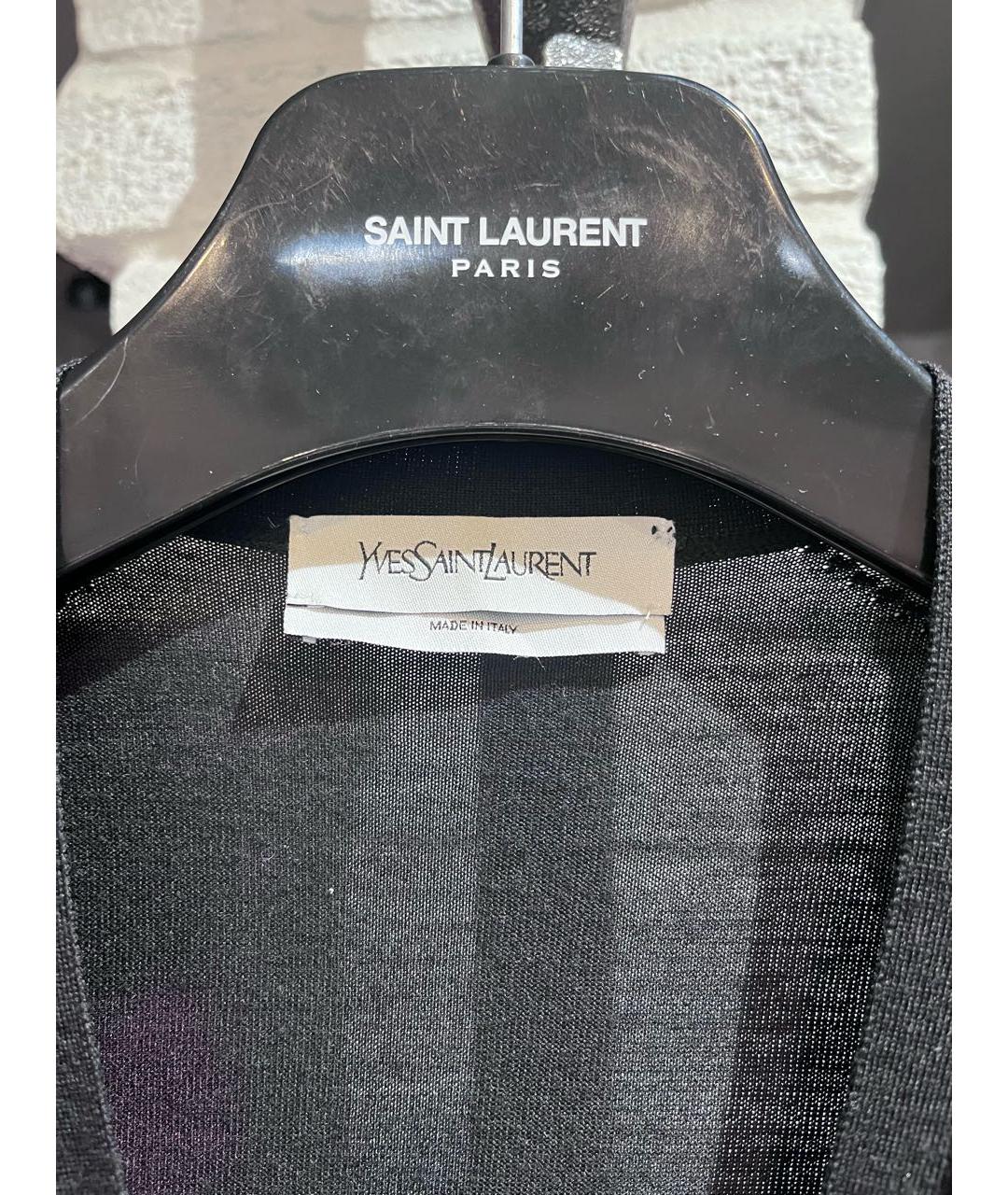 SAINT LAURENT Черный шерстяной кардиган, фото 2