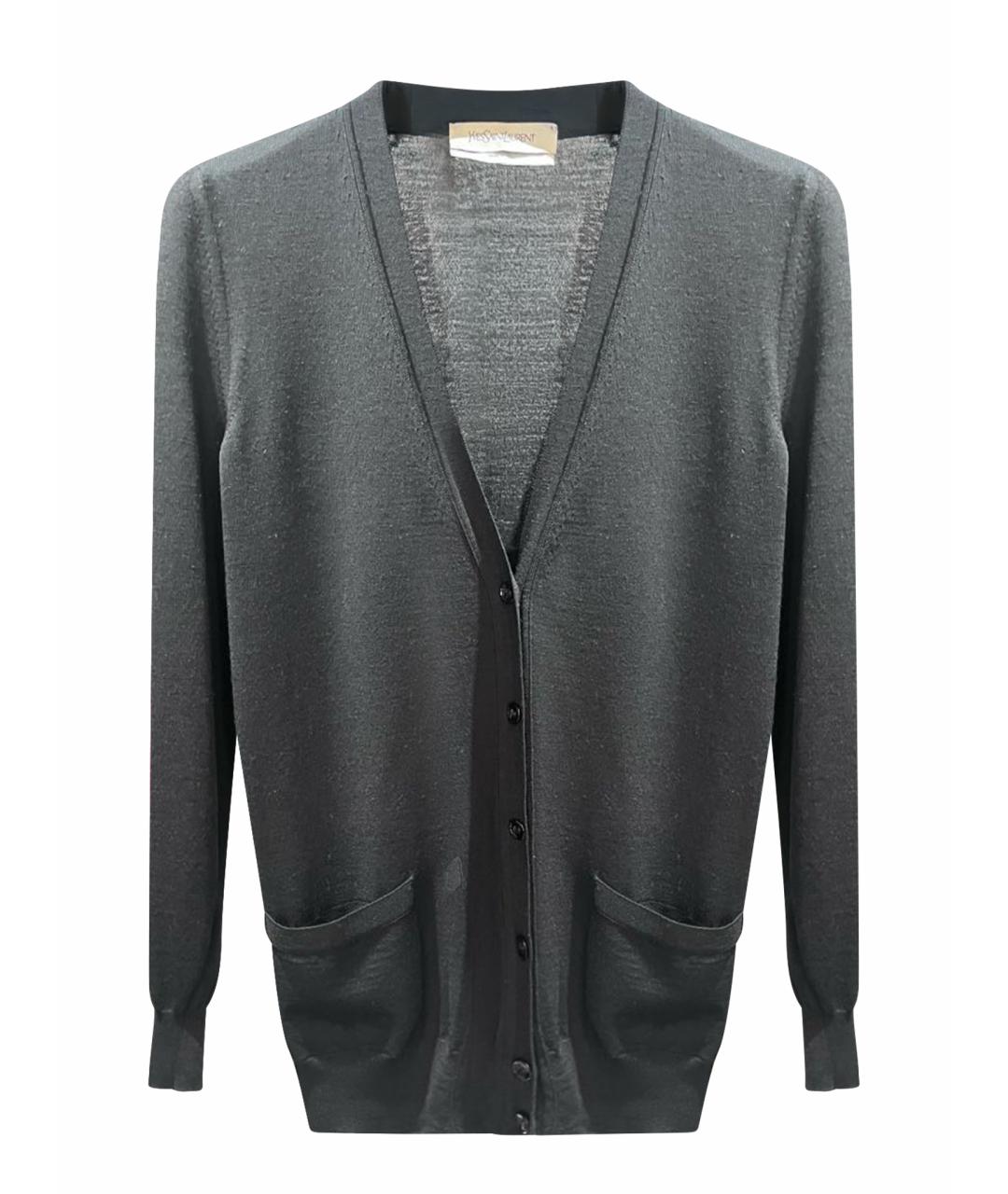 SAINT LAURENT Черный шерстяной кардиган, фото 1