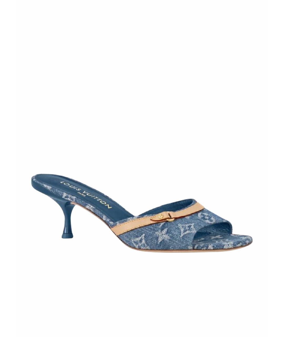 LOUIS VUITTON Голубые текстильные мюли, фото 1