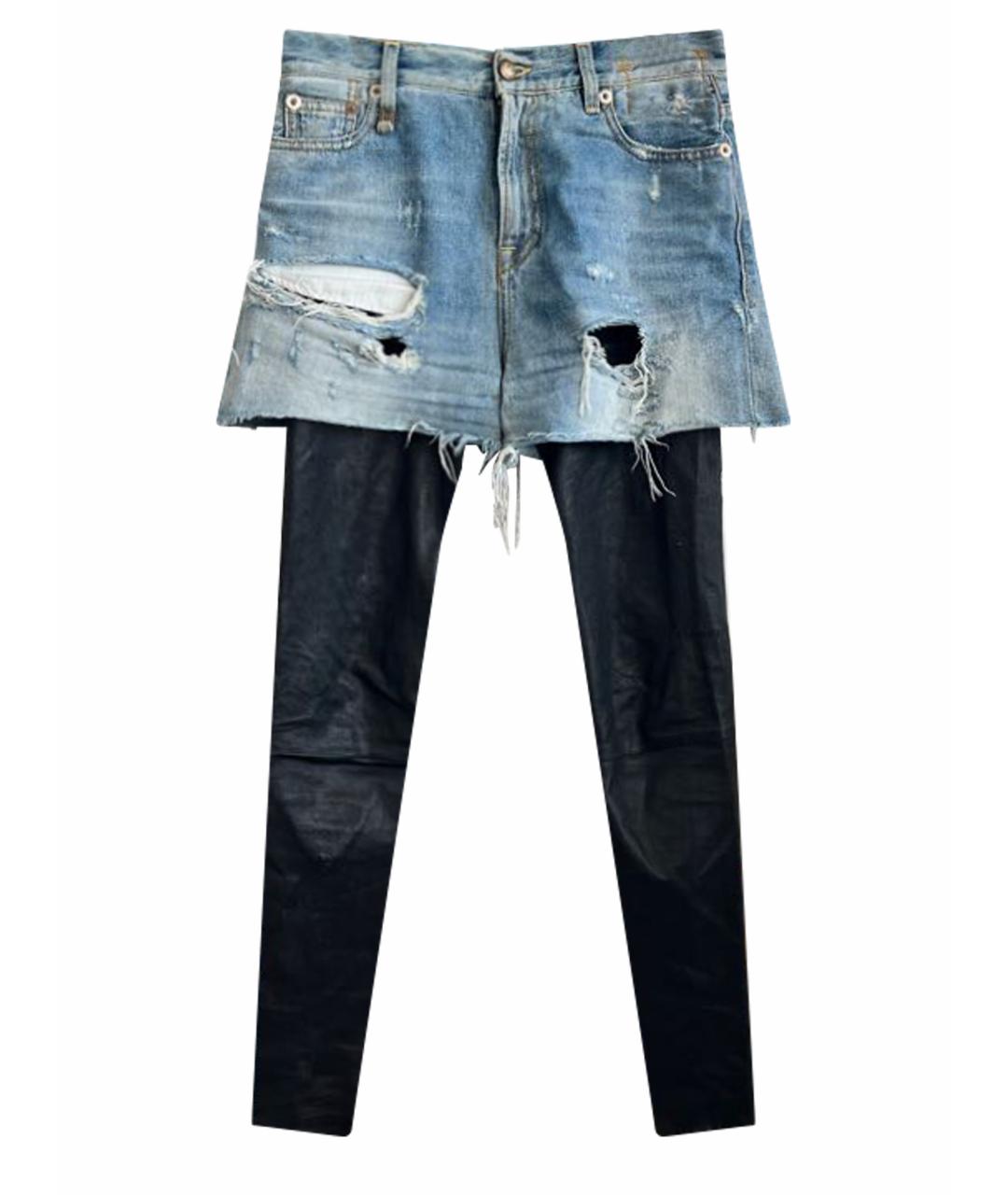 R13 Синие кожаные брюки узкие, фото 1