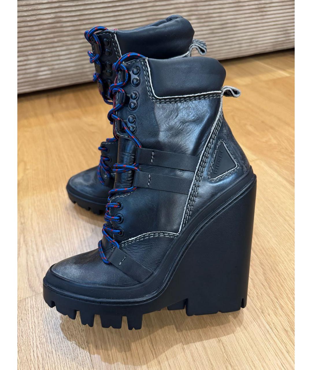 DIESEL Черные кожаные ботильоны, фото 4