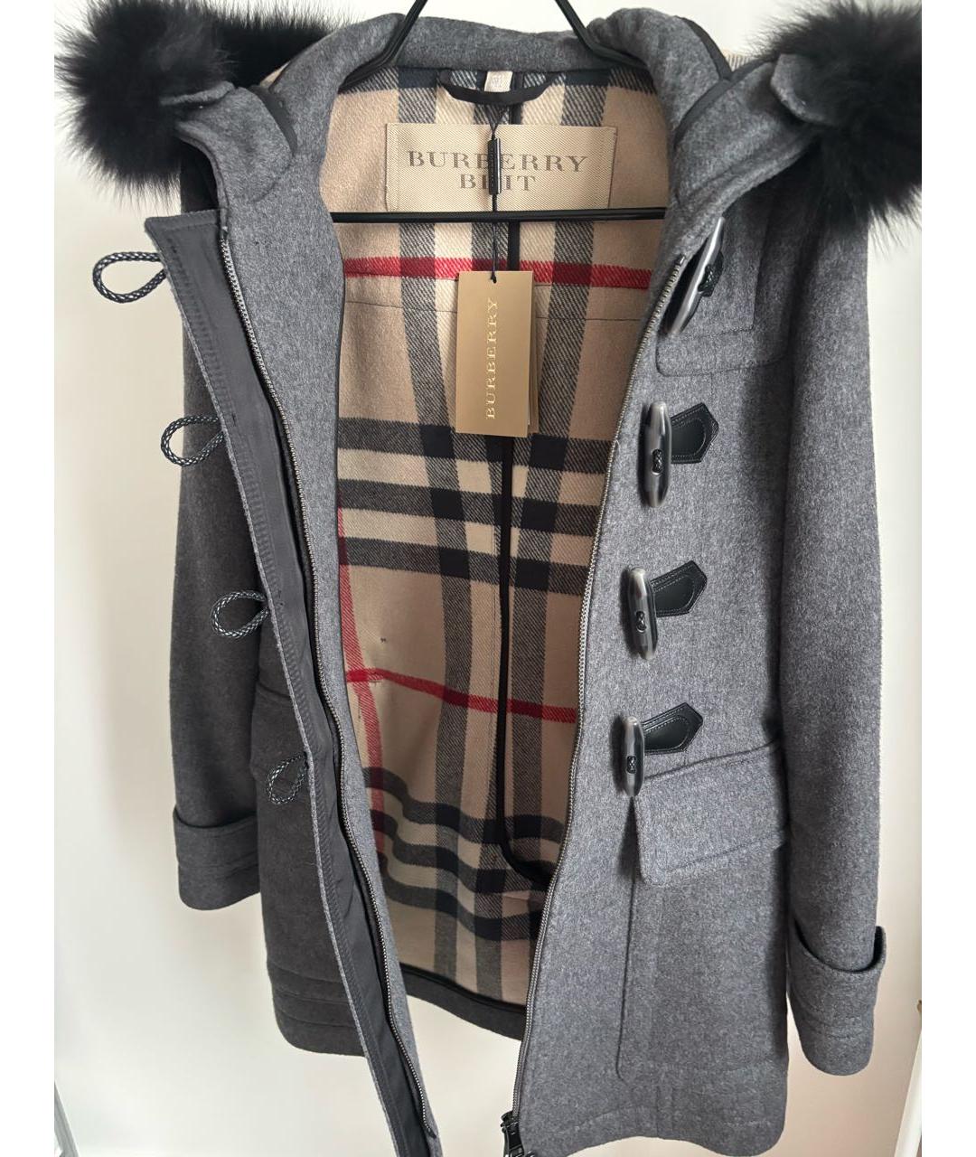 BURBERRY Серое шерстяное пальто, фото 3