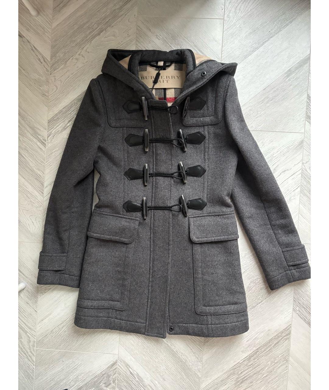 BURBERRY Серое шерстяное пальто, фото 4