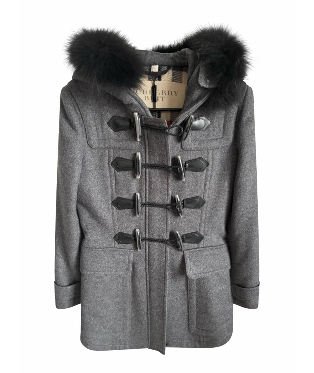 BURBERRY Серое шерстяное пальто, фото 1