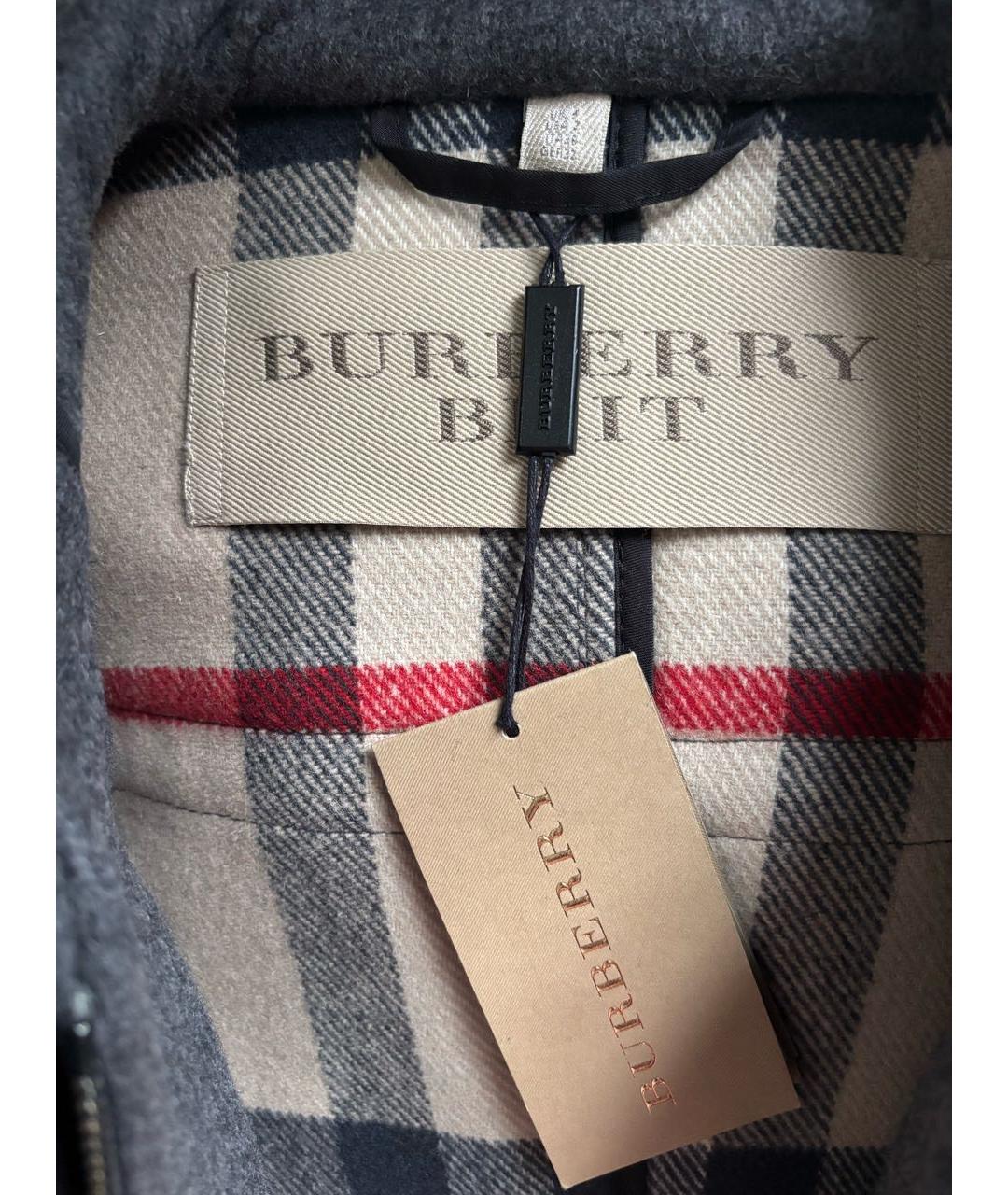 BURBERRY Серое шерстяное пальто, фото 5