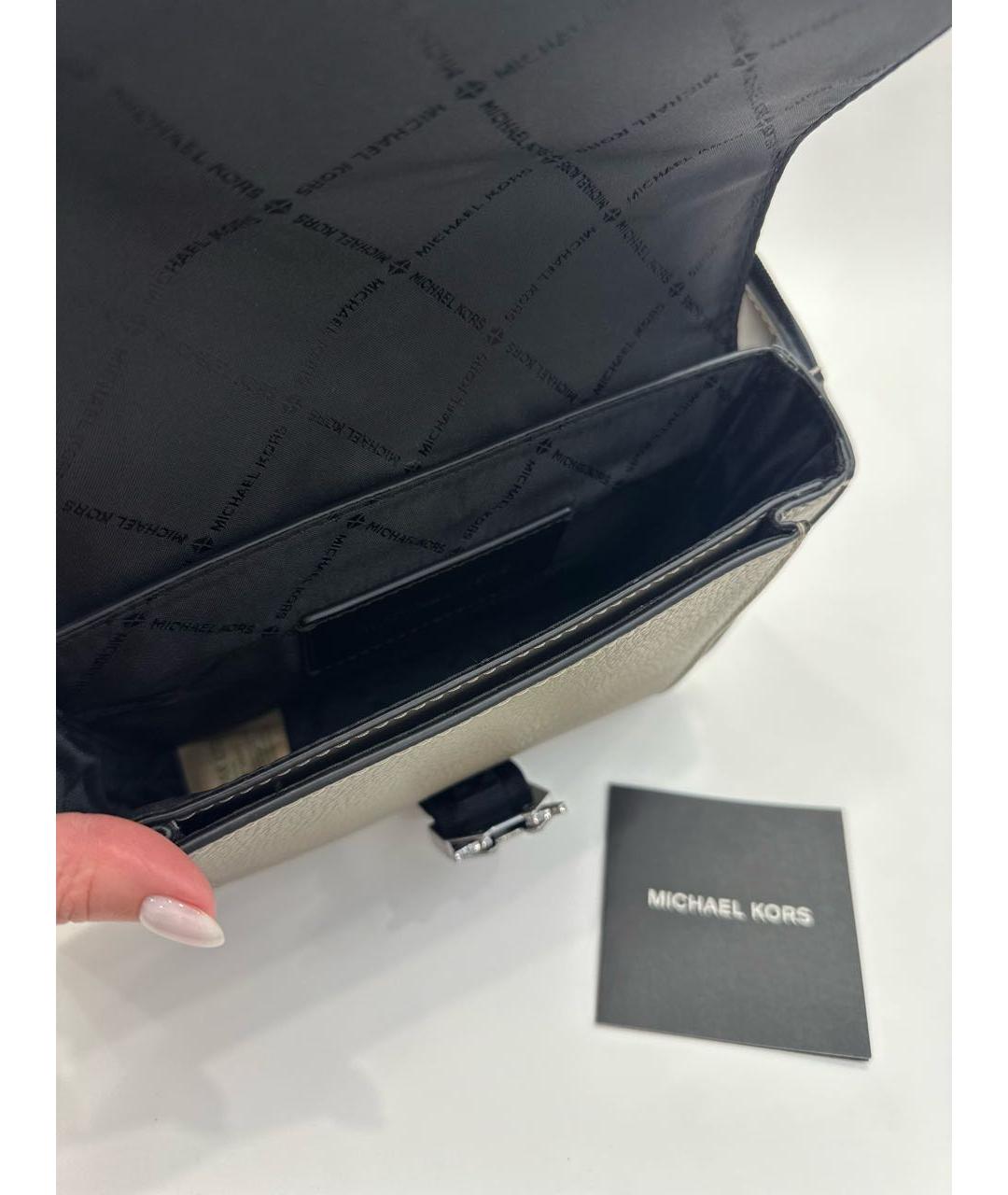 MICHAEL KORS Бежевая кожаная сумка на плечо, фото 4