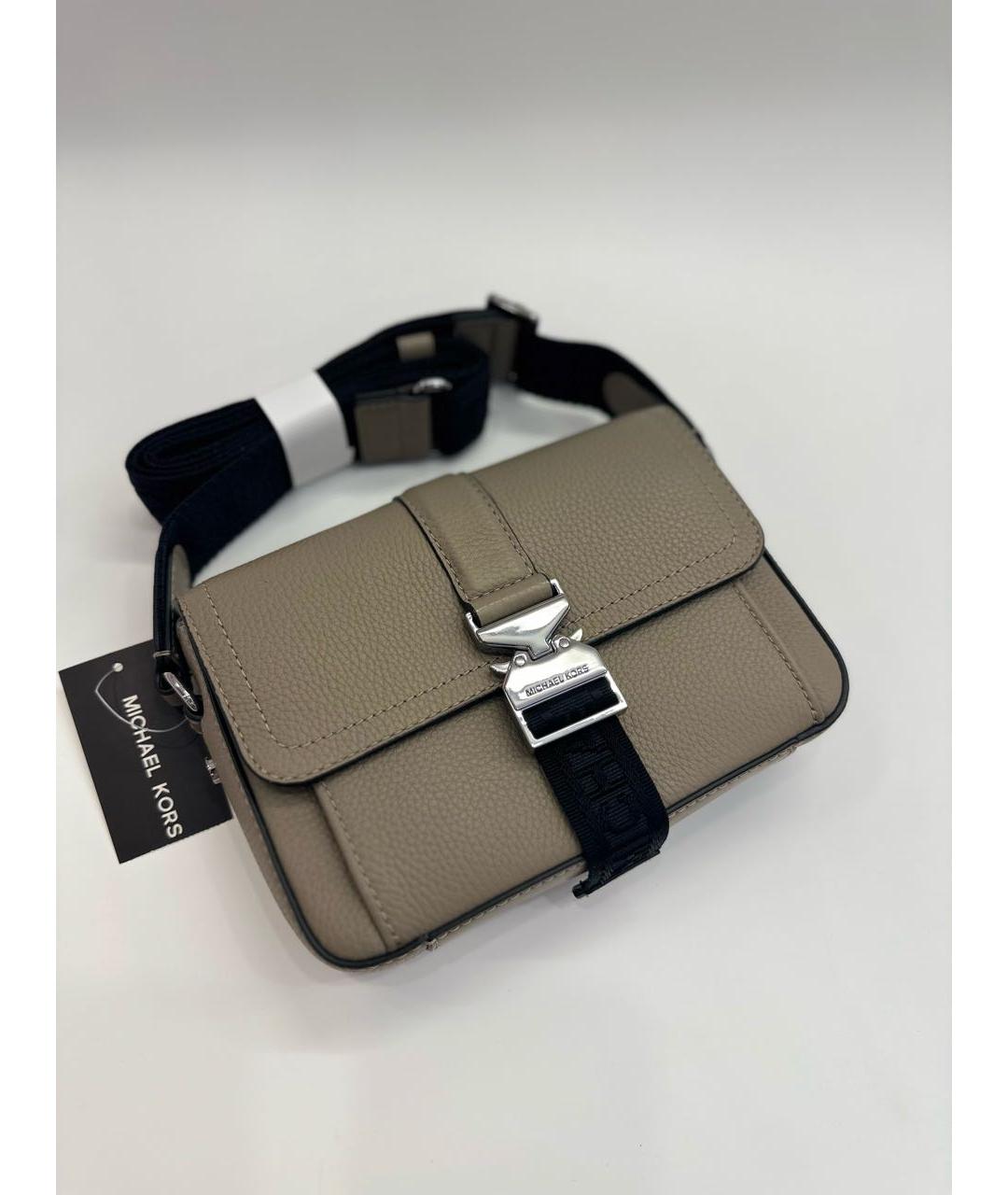 MICHAEL KORS Бежевая кожаная сумка на плечо, фото 6