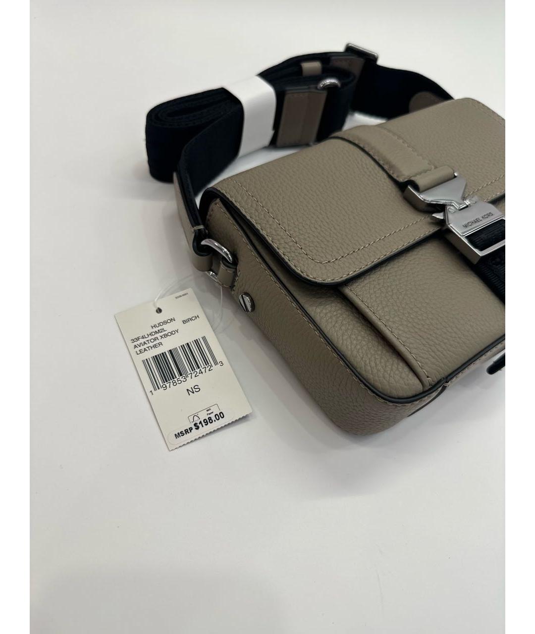 MICHAEL KORS Бежевая кожаная сумка на плечо, фото 8