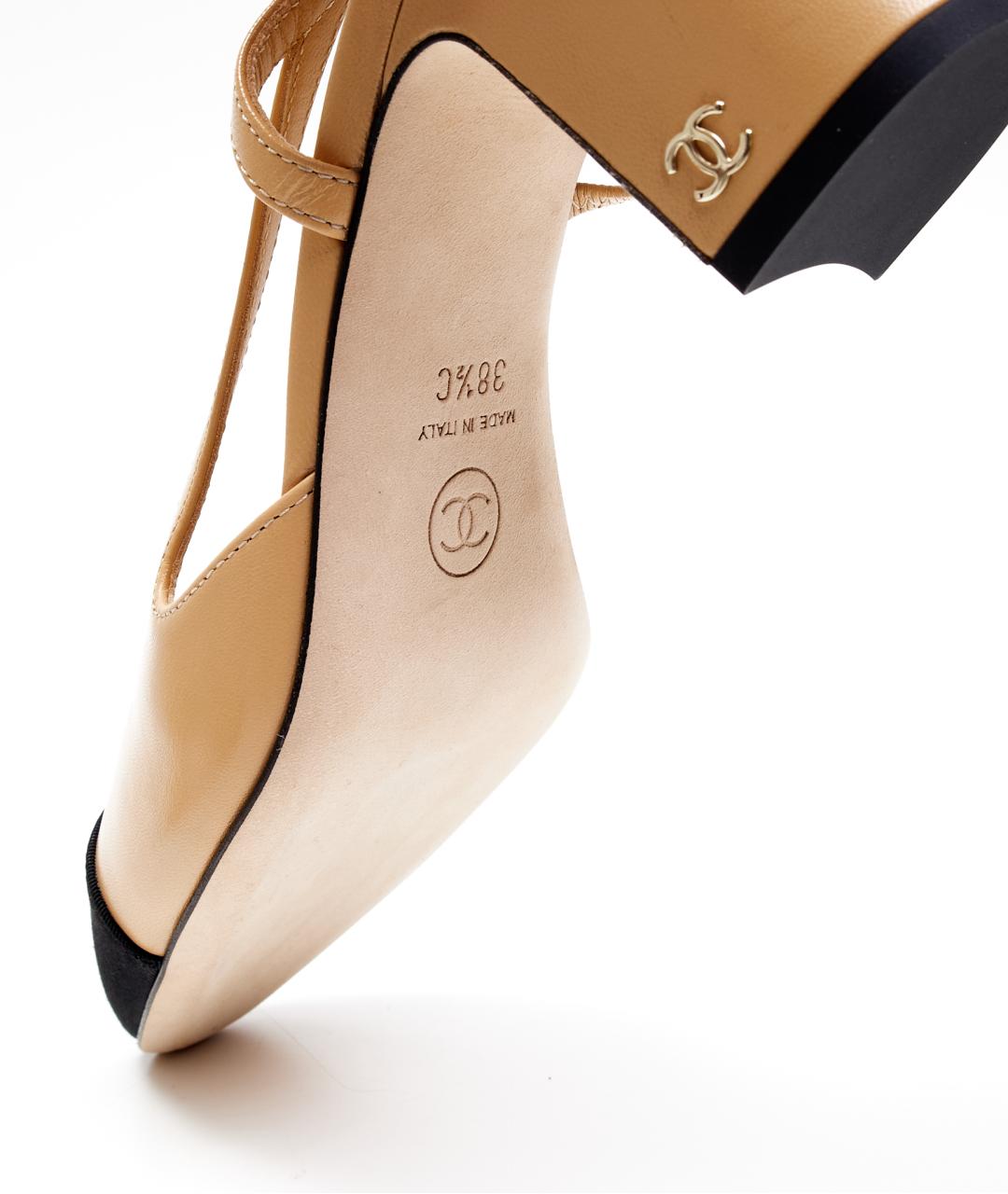 CHANEL Бежевые кожаные туфли, фото 6