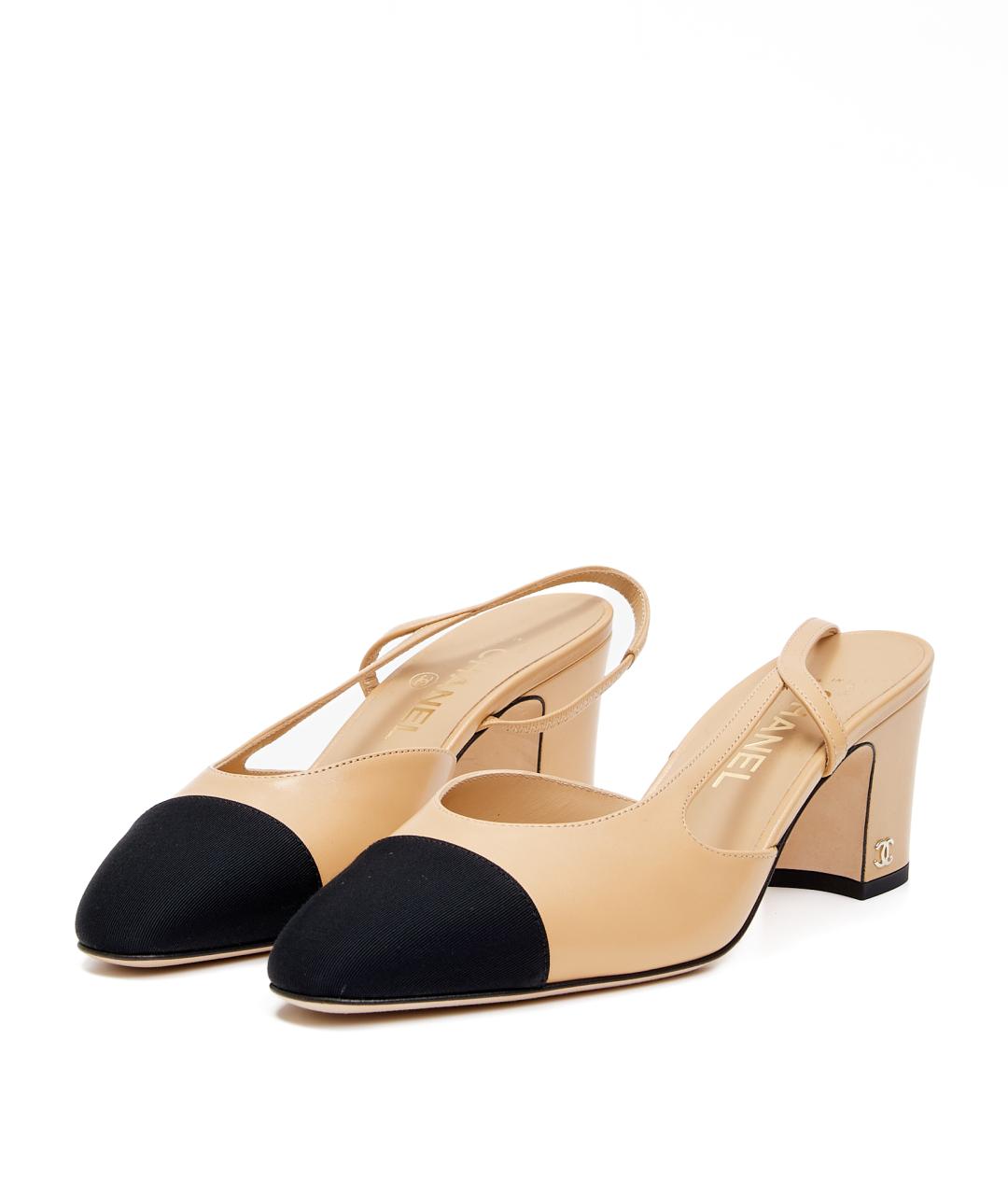 CHANEL Бежевые кожаные туфли, фото 2